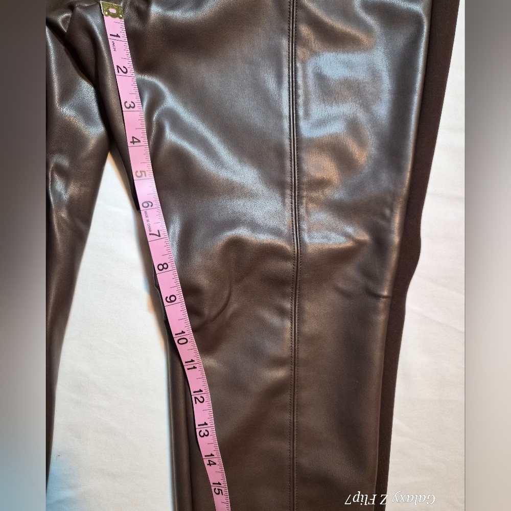 Talbots Brown Faux Leather Portland Pants Ankle Skinny Leg Size 14P - Picture 6 of 10